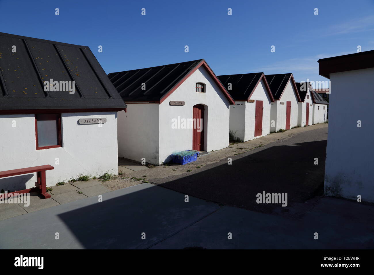 Cottages near the North Sea beach, Klitmoeller, Jylland, Denmark Stock Photo
