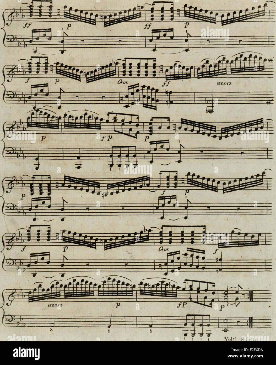Six sonates pour la harpe avec accompagnement d'un violon ou flûte obligée, tres faciles a éxécuter, elles peuvent aussi se jouer seules d'autant qu'elles contiennent beaucoup de petits airs (1795) Stock Photo