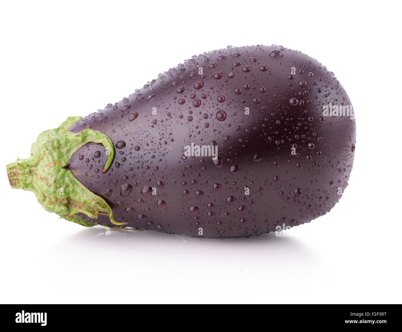 eggplant with water drops isolated on the white background. Stock Photo