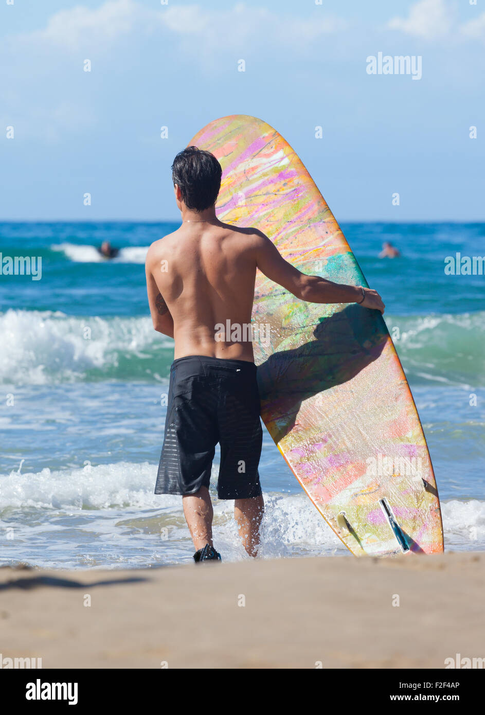 Portrait of Surfer with longboard on the beach Stock Photo Alamy
