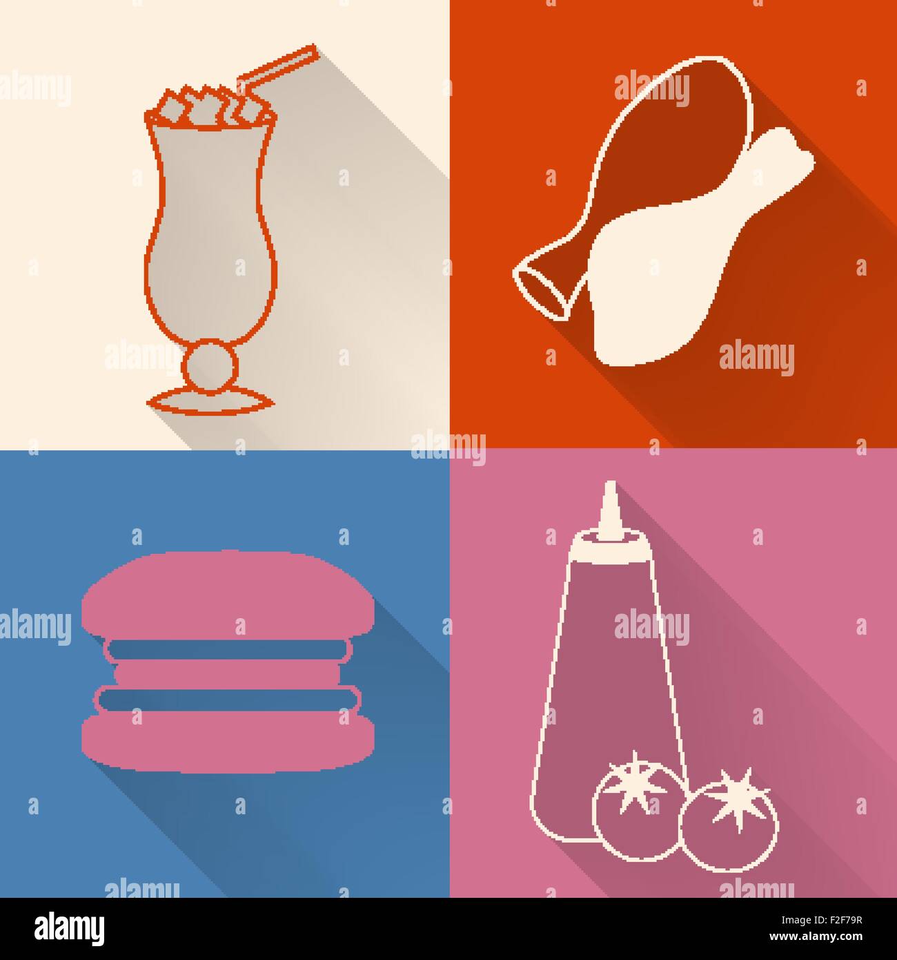 Set of four colored fast food icons Stock Vector Image & Art - Alamy