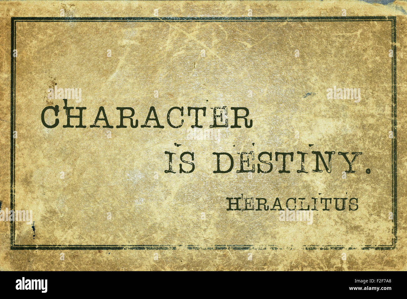 Character is destiny - ancient Greek philosopher Heraclitus quote printed on grunge vintage cardboard Stock Photo