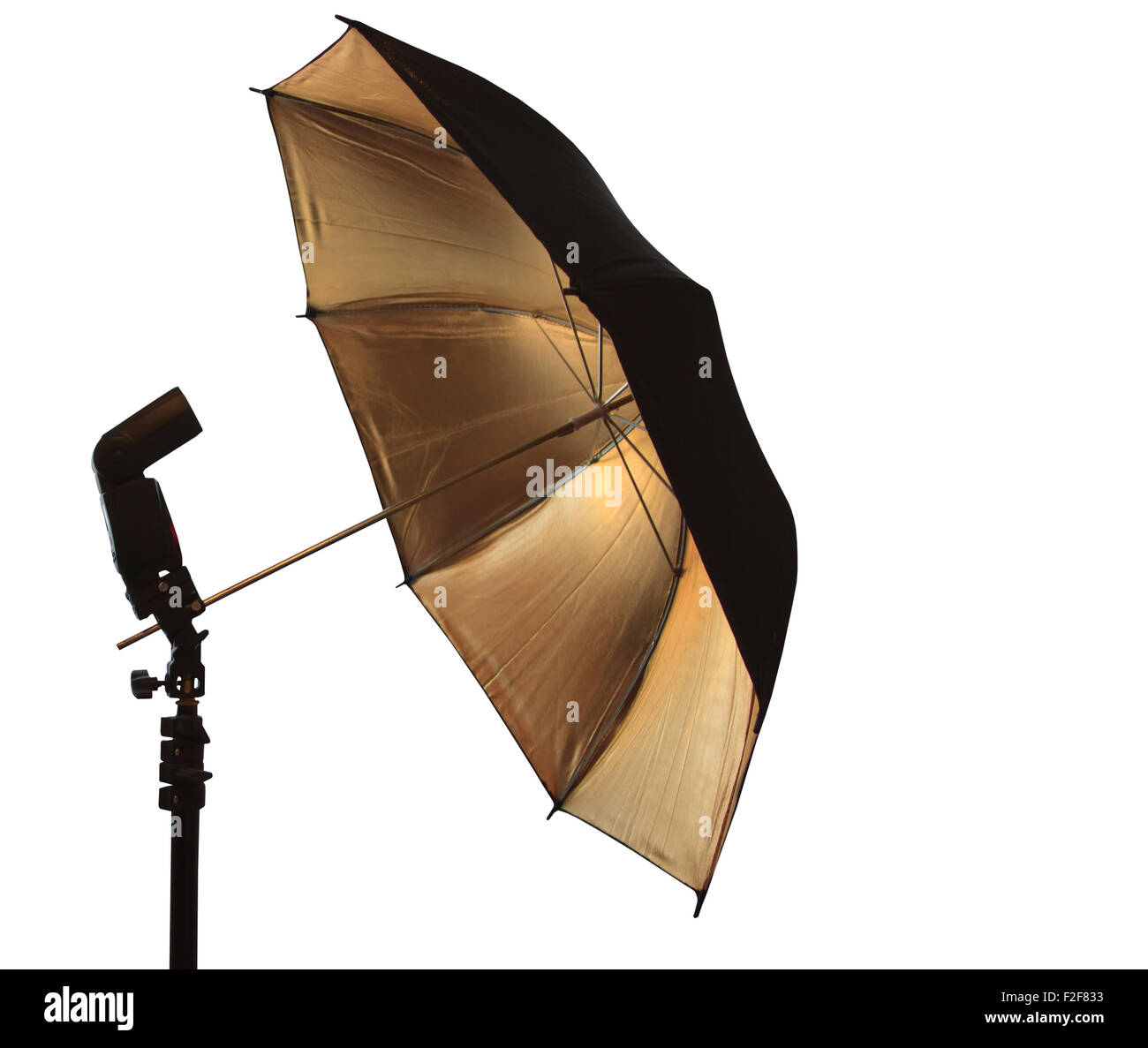 Light stand with flash and umbrella Stock Photo Alamy