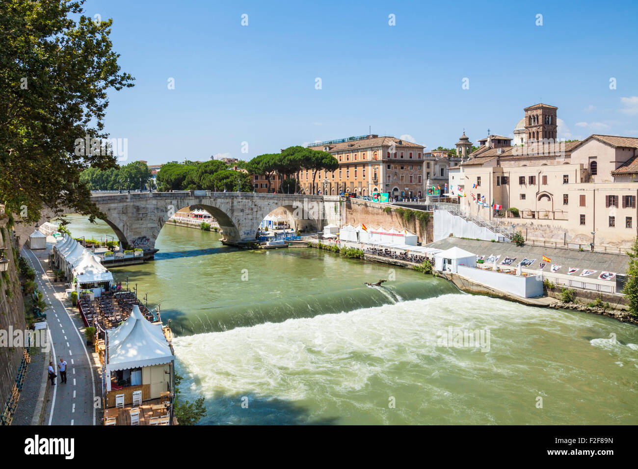 The Pons Cestius a Roman stone bridge to Tiber Island in the River Tiber Rome  Italy Roma Lazio EU Europe Stock Photo - Alamy