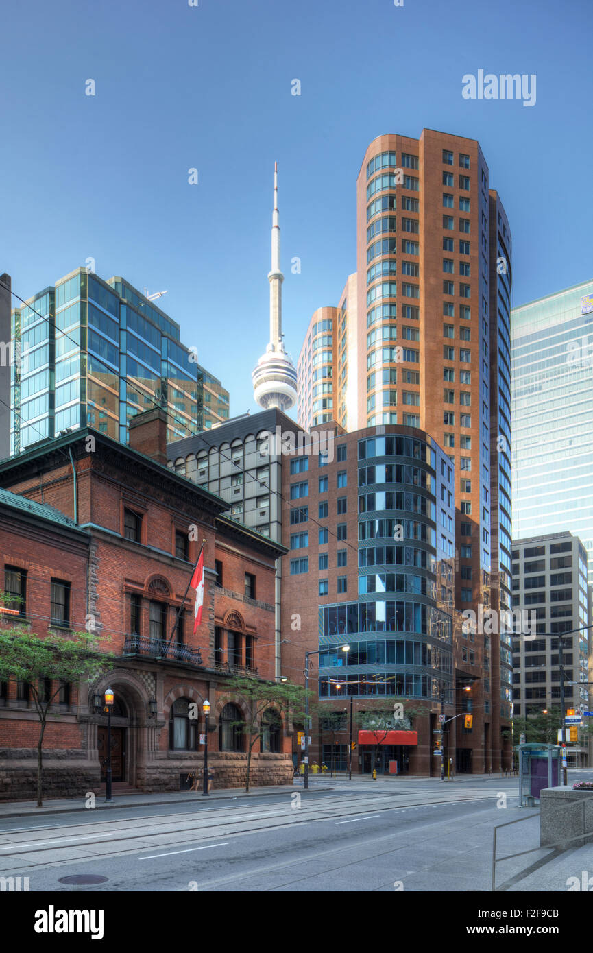 Vertical of Toronto buildings with CN tower in background Stock Photo