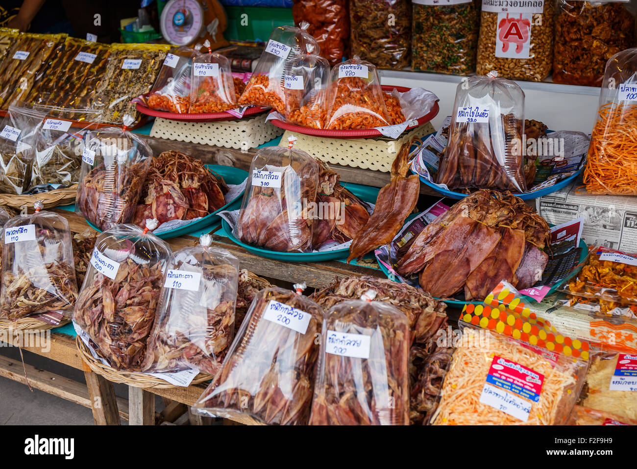 BANGKOK, THAILAND May 31 Dried seafood packaged in bags for sale in