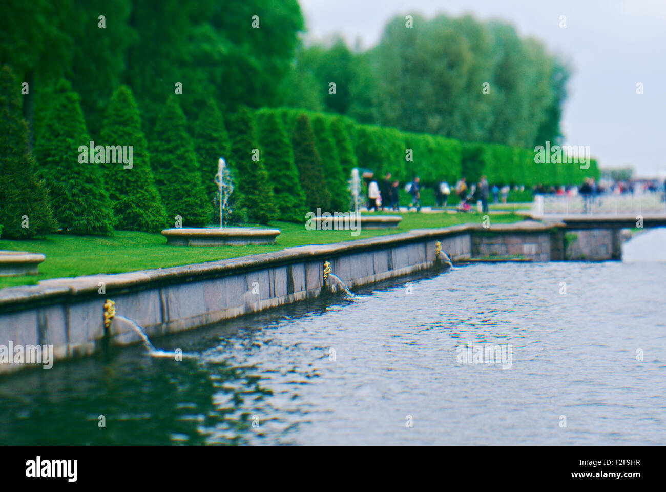Canal in Peterhof Palace.  Saint-Petersburg, Russia- JUNE 3, 2015 Stock Photo