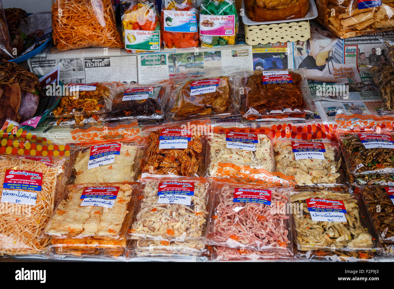 BANGKOK, THAILAND May 31 Dried seafood packaged in bags for sale in