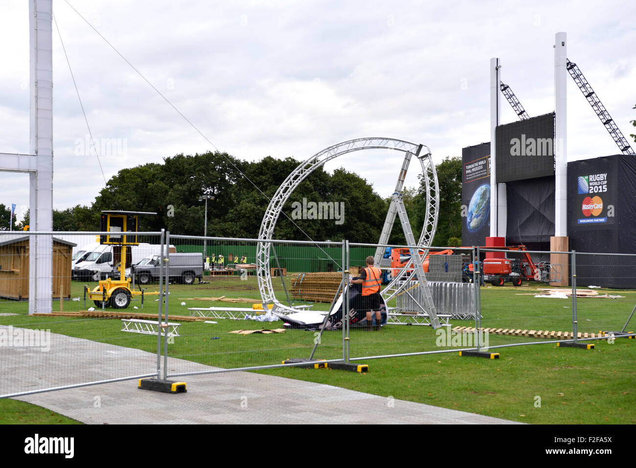 England Twickenham Rugby World Cup 2014 Fanzone Old Deer Park construction Stock Photo