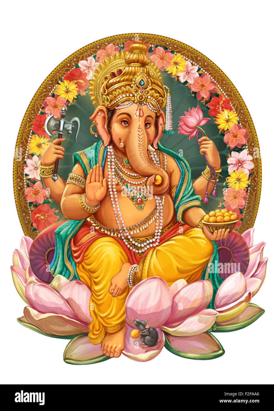 God Ganesha. Invitation cards Dawali Holiday.Raster illustration Stock