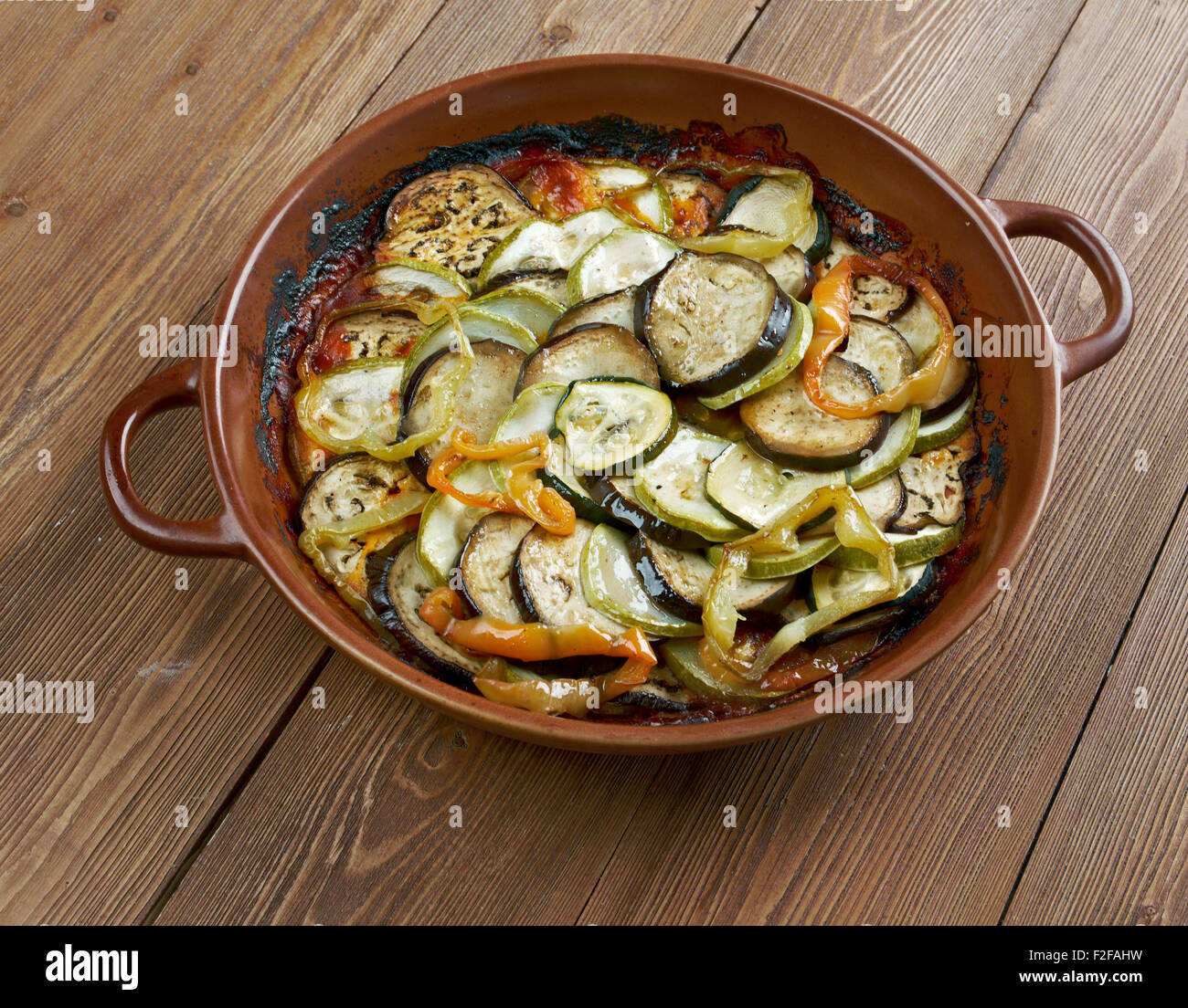 Confit byaldi variation on the traditional French dish ratatouille