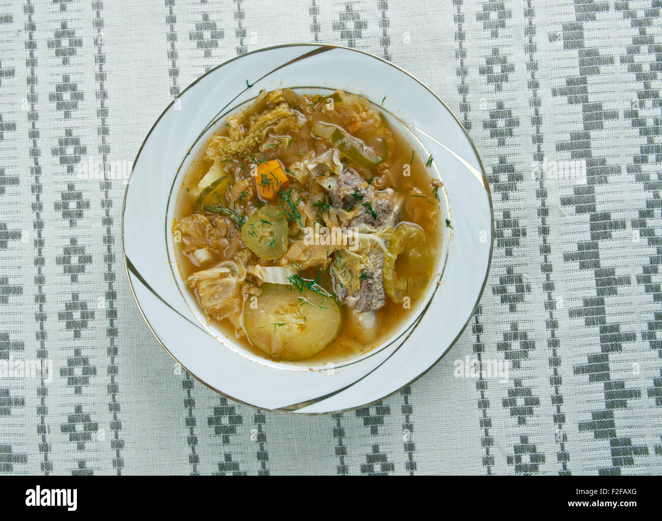 zupa ogorkowa - Polish Cucumber Soup Stock Photo