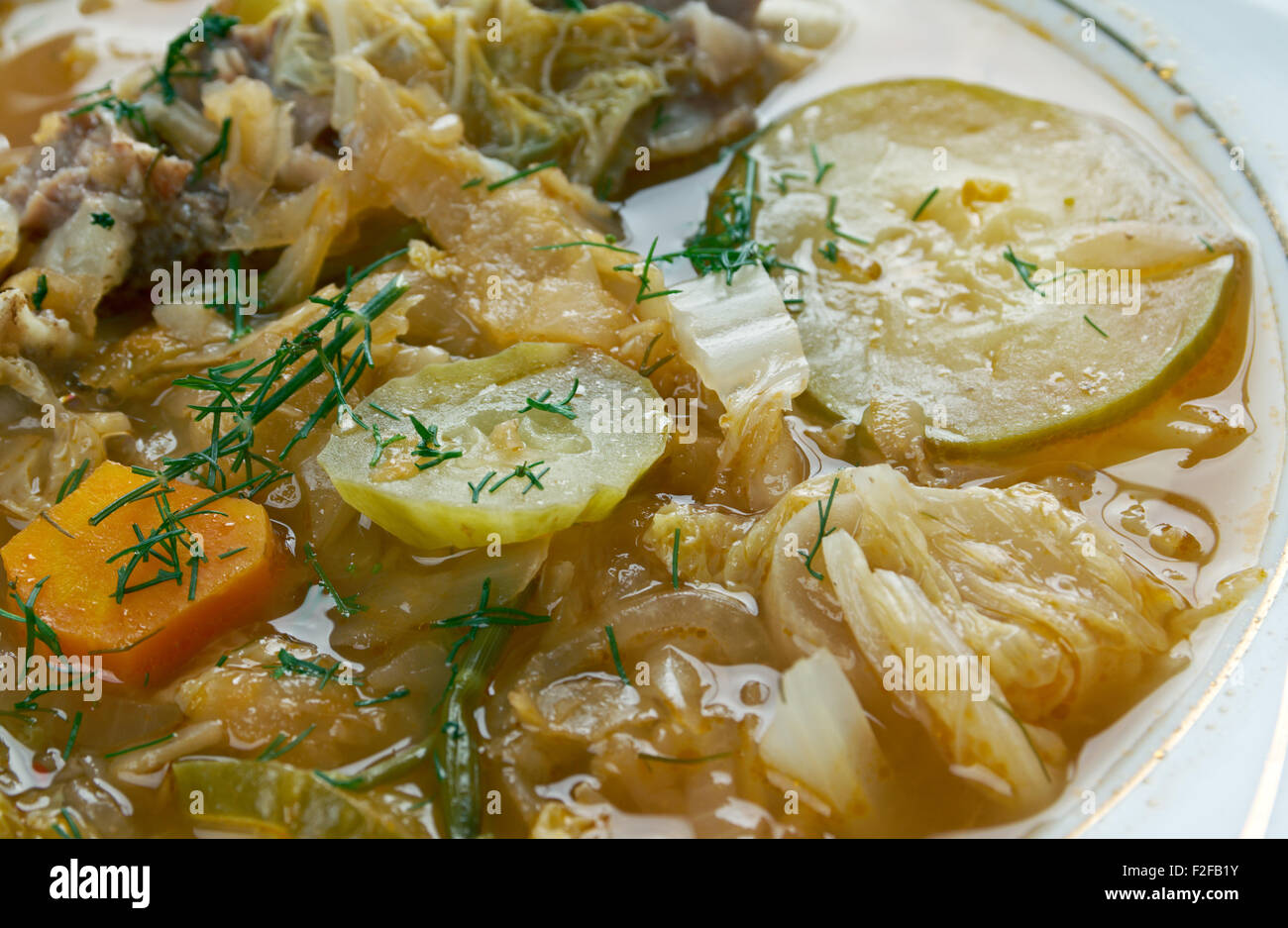 zupa ogorkowa - Polish Cucumber Soup Stock Photo