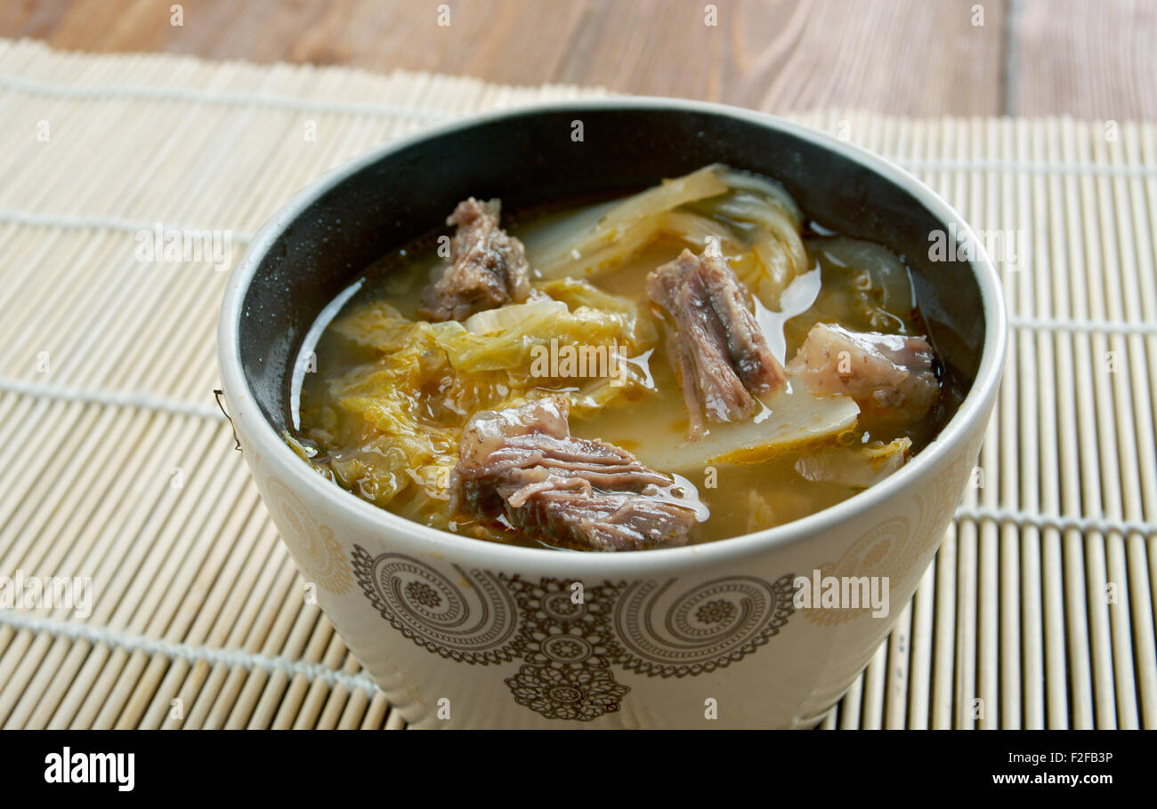 Suan cai - Chinese sauerkraut is a traditional Chinese pickled Chinese cabbage Stock Photo