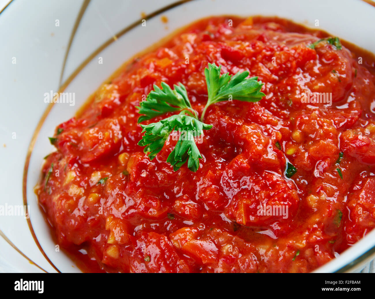 Chemen tarifi Turkish sauce adjika Stock Photo Alamy