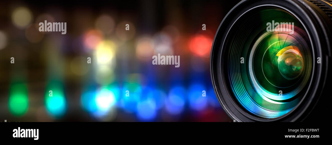Camera lens with lense reflections Stock Photo Alamy