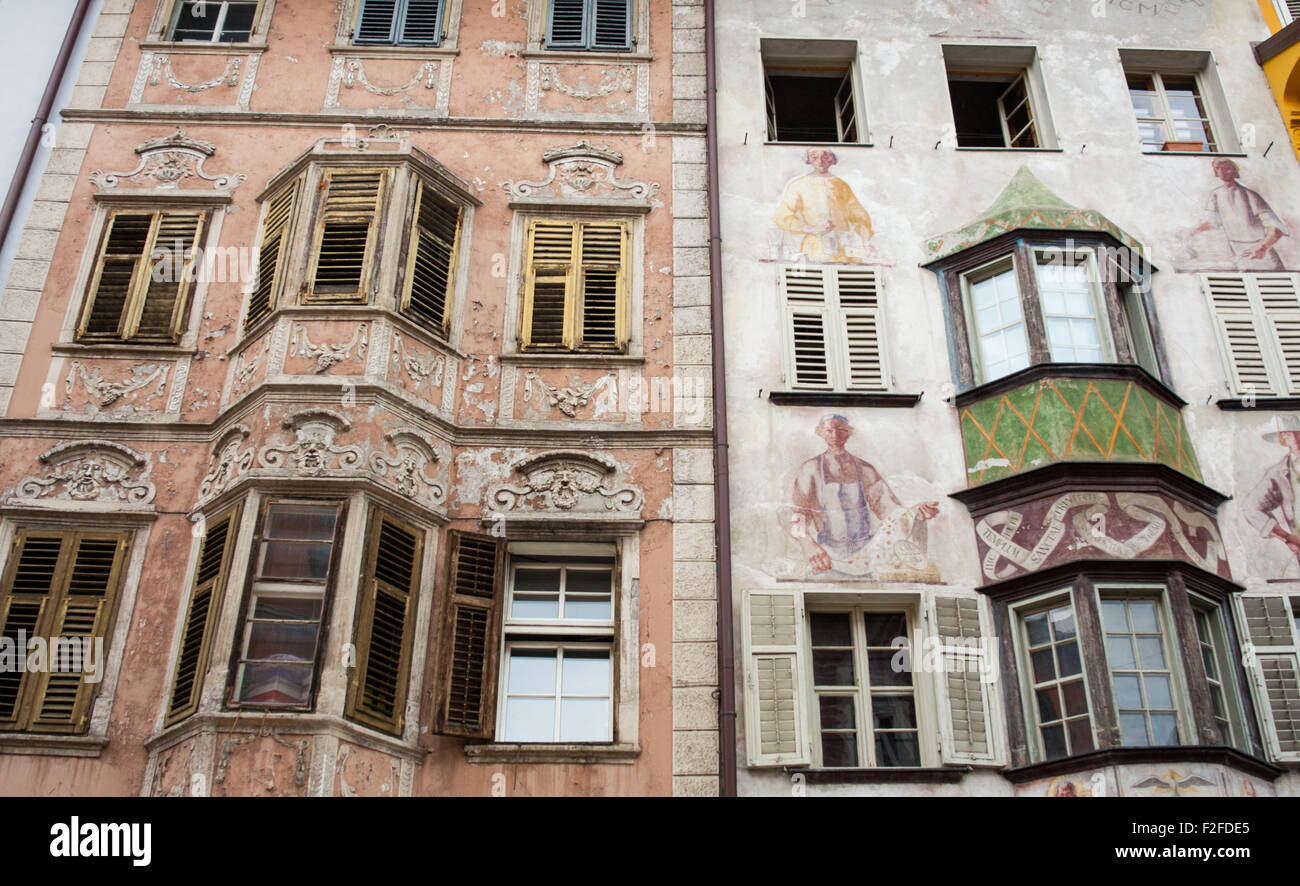 View of buildings in the street, Bolzano Stock Photo