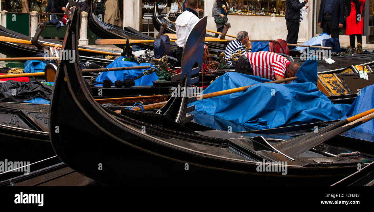 View of typical gondola in Venice lagoon Stock Photo - Alamy