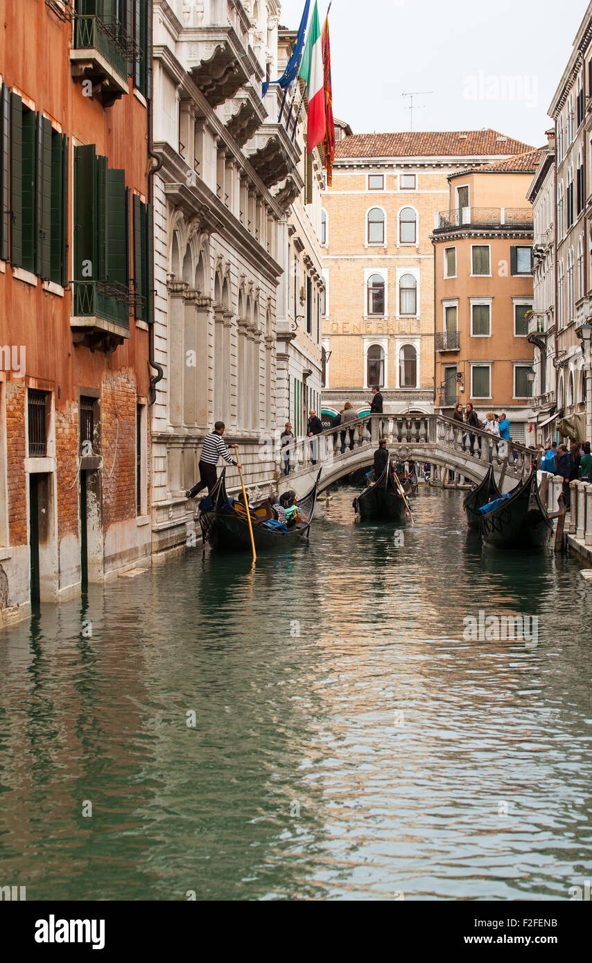 View of typical gondola in Venice lagoon Stock Photo - Alamy
