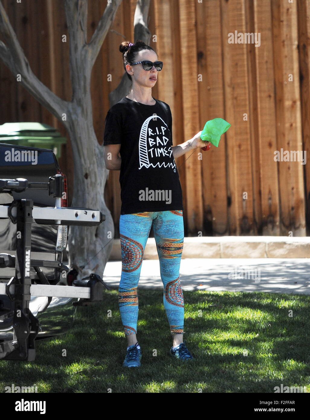 Actress Juliette Lewis walking her pooch wearing colorful leggings in  Studio City Ca. Featuring: Juliette Lewis Where: Studio City, California,  United States When: 17 Jul 2015 Stock Photo - Alamy