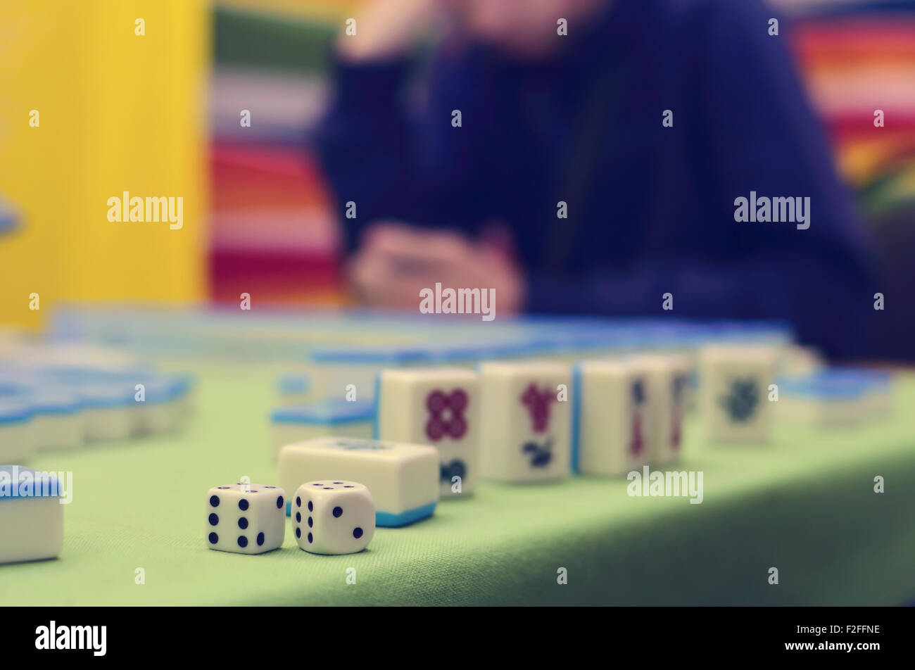 Tiles of mahjong board game Stock Photo