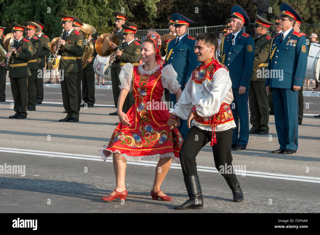 Folkloric Dancers - 25th Anniversary of the Pridnestrovian Moldavian Republic PMR, Transnistria, Soviet USSR Moldova Stock Photo