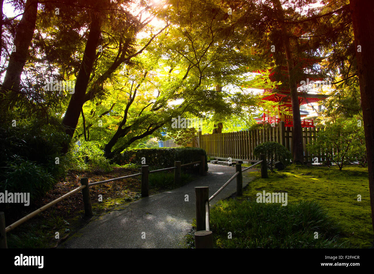 Walkway in Japanese Tea Garden, San Francisco, California, USA Stock Photo