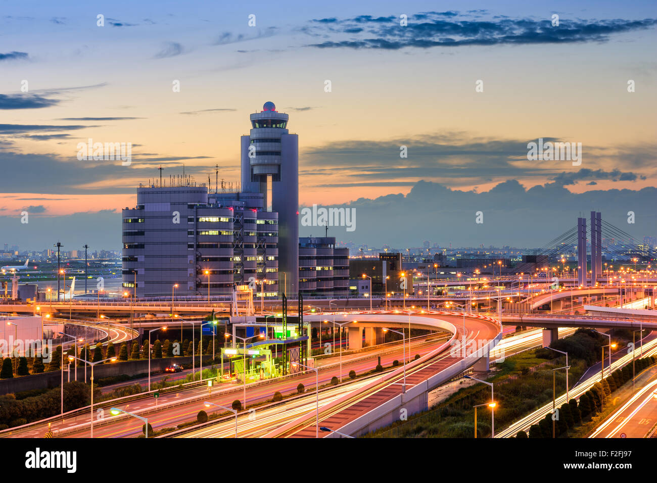 Haneda Airport buildings and roads in Tokyo, Japan. Stock Photo