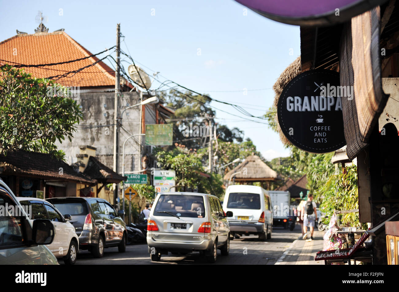 traffic at Tourist destinoation, Monkey Forest Street, Ubud ,Bali Stock