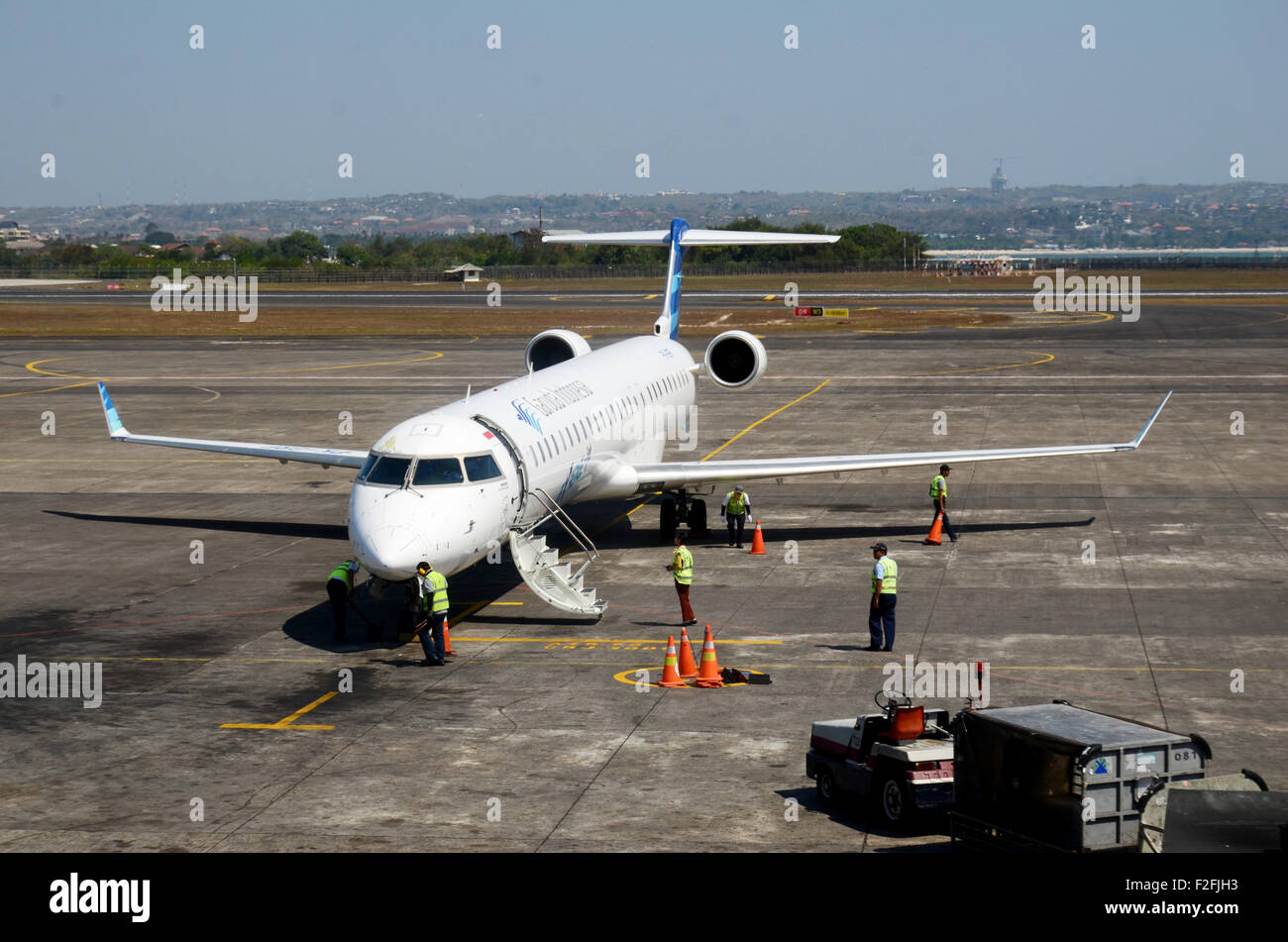 Garuda Indonesia  twin jet Bombardier CRJ 1000 NEXTGEN Stock Photo