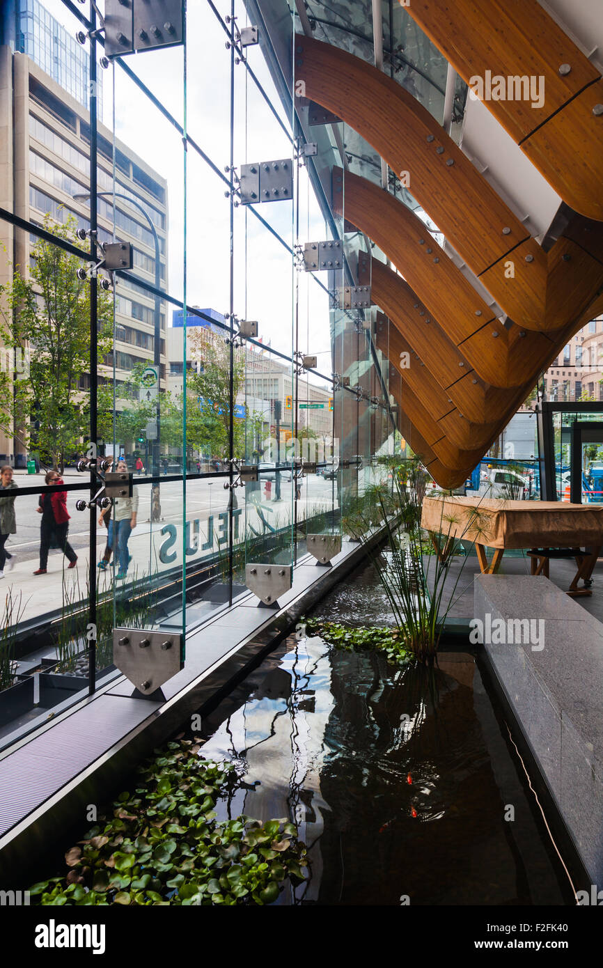 Architectural view of the ground floor at the new TELUS corporate tower