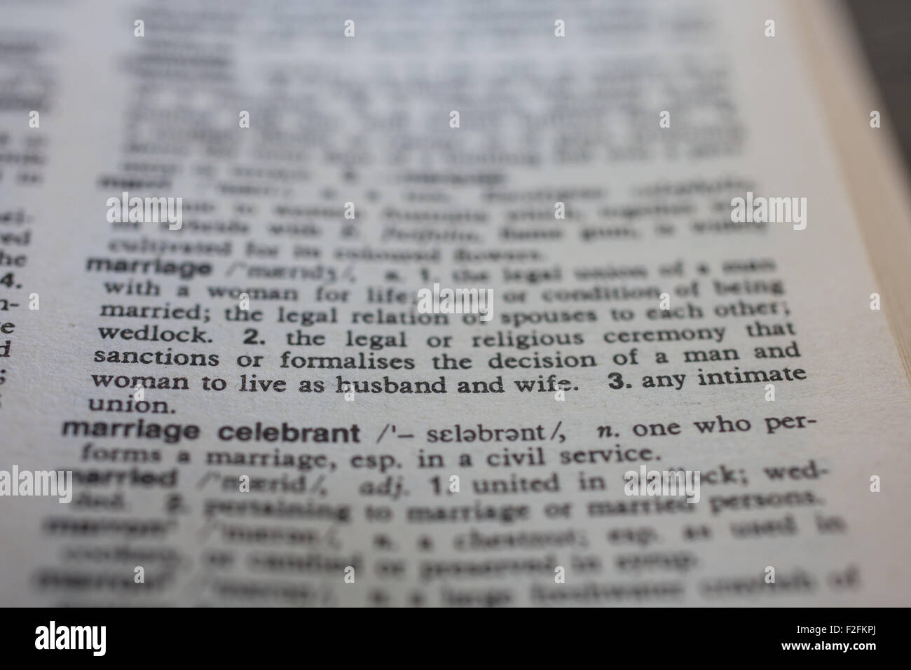 Definition of marriage Stock Photo Alamy