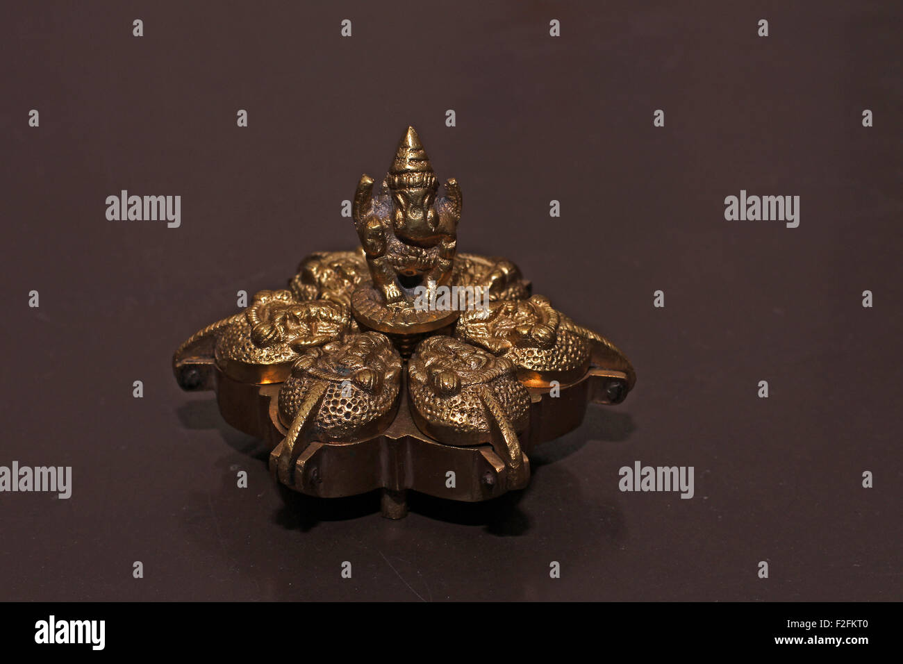 VINTAGE INDIAN SINDUR KUMKUM POT Stock Photo
