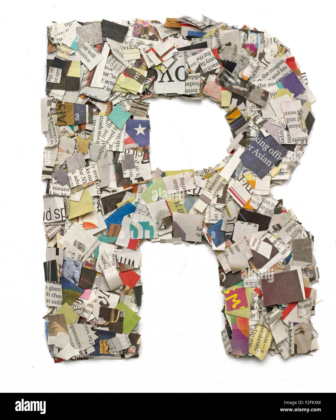 The letter R made from newspaper confetti Stock Photo - Alamy
