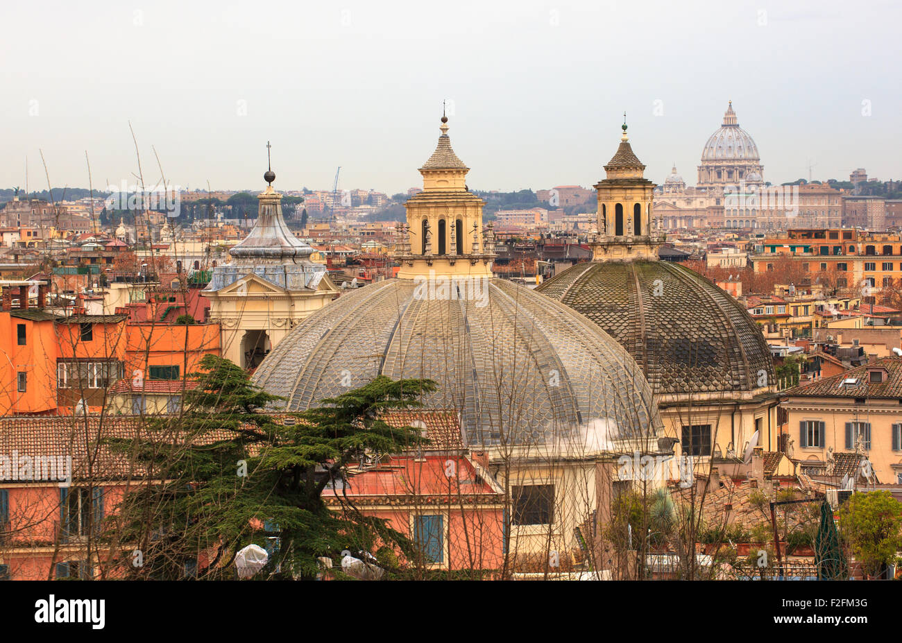 View of the Domes church from Pincio in Rome Stock Photo - Alamy