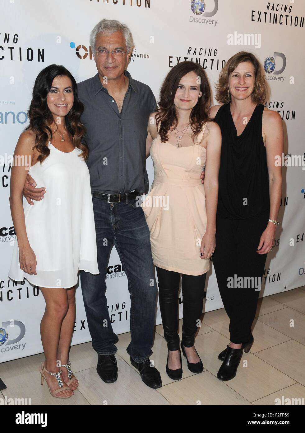 Los Angeles, CA, USA. 17th Sep, 2015. Leilani Munter, Louis Psihoyos, Gina Papabeis, Olivia Ahnemann at arrivals for RACING EXTINCTION Premiere, The London West Hollywood, Los Angeles, CA September 17, 2015. Credit:  Dee Cercone/Everett Collection/Alamy Live News Stock Photo