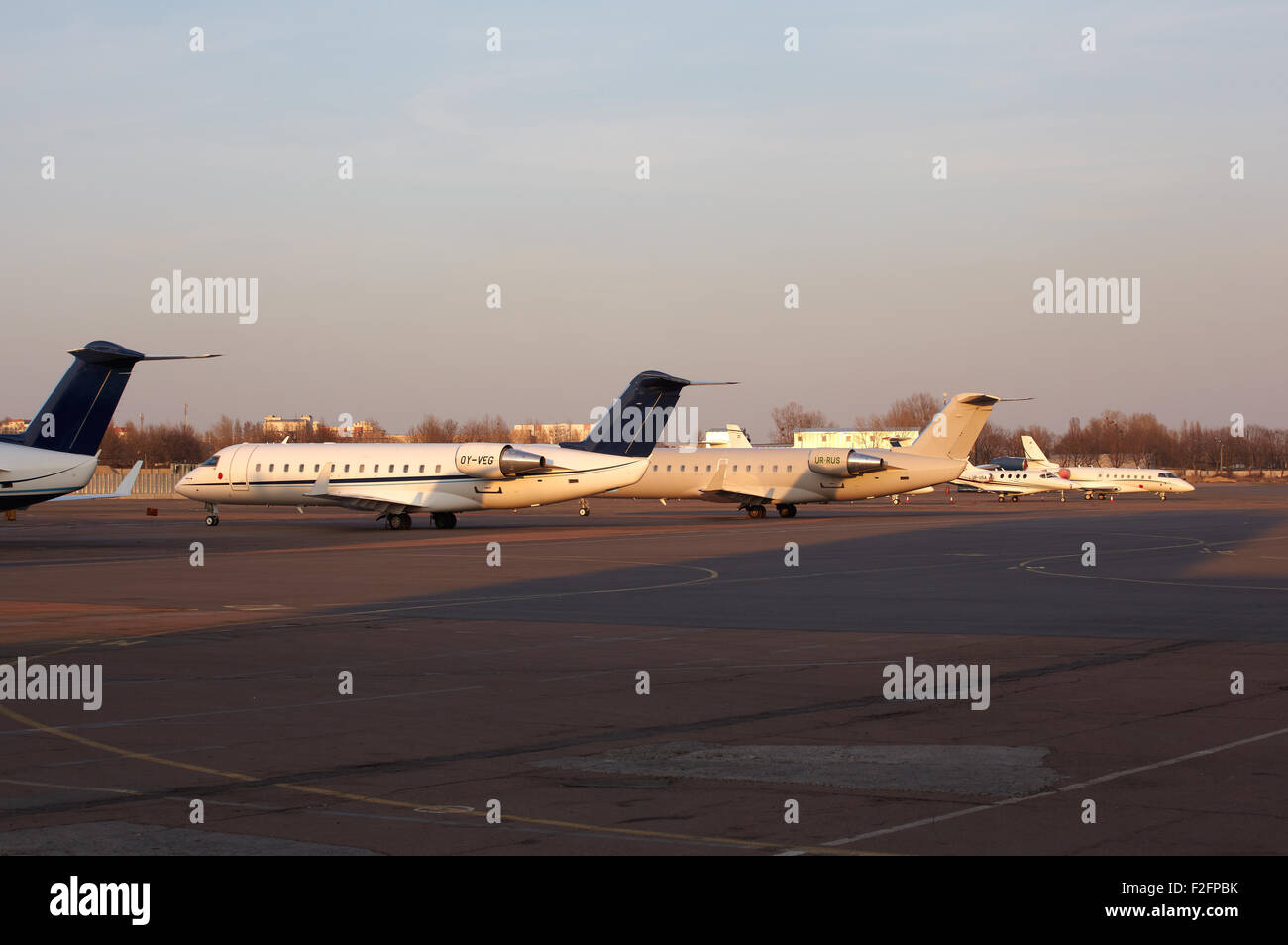 The aeroplanes parked at airport Stock Photo - Alamy