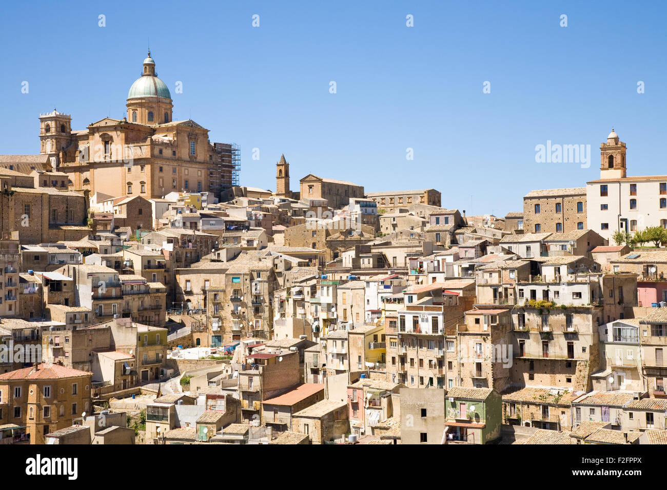 A cityscape of Piazza Armerina, a hilltop village in the Enna province of Sicily, Italy Stock Photo