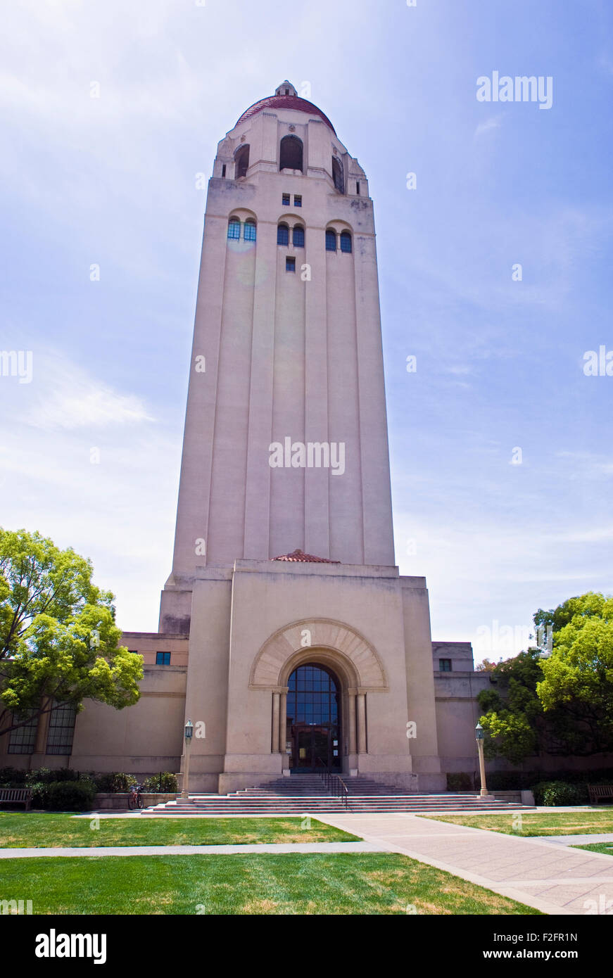 The Hoover Tower at Stanford University on a sunny day Stock Photo
