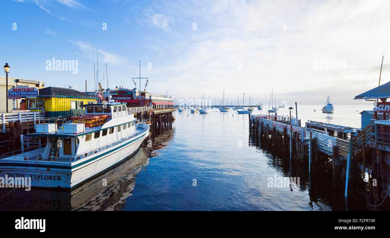 Monterey Waterfront and the Old Fisherman's Wharf at sunrise Stock Photo