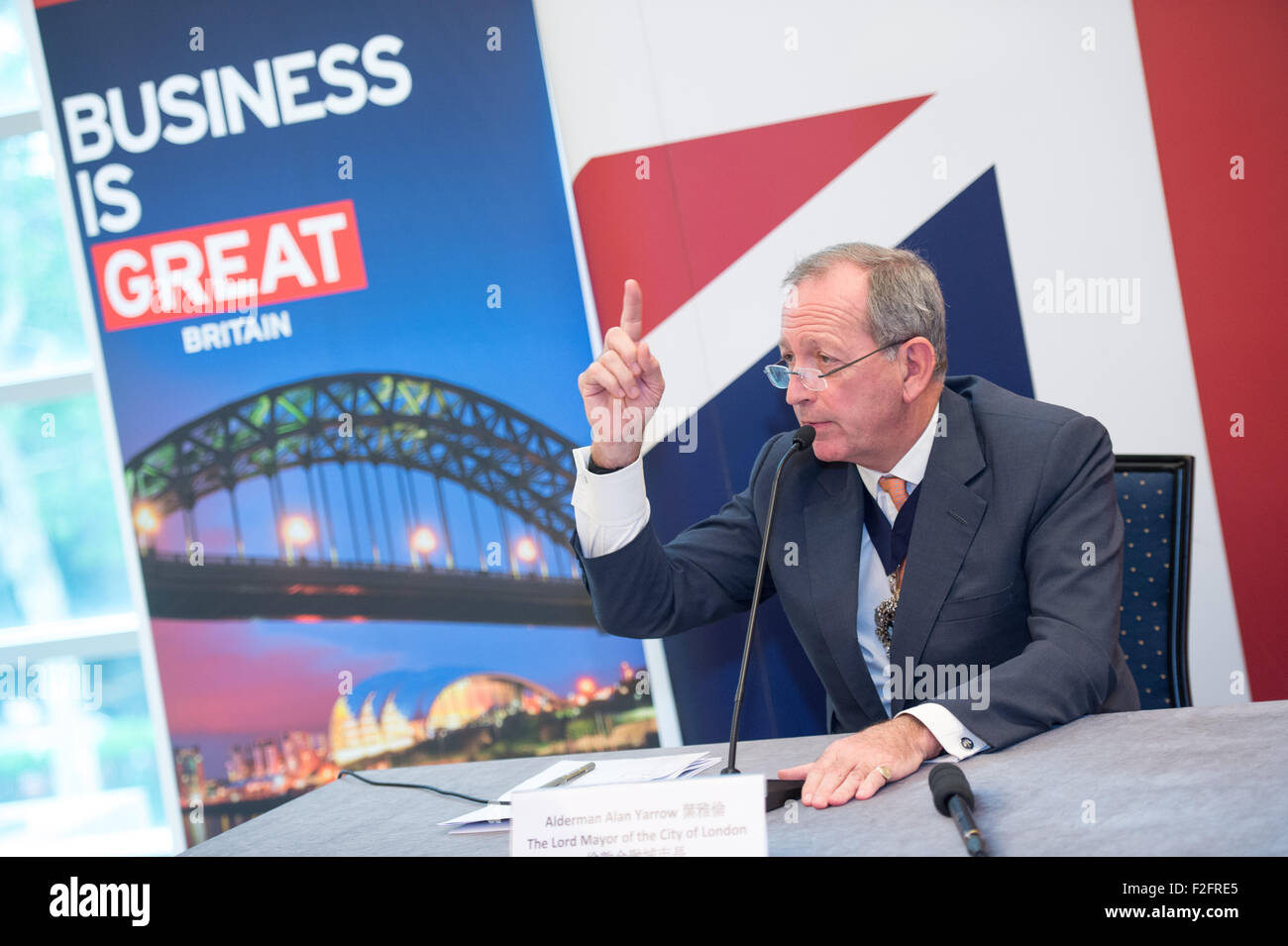 Hong Kong. 18th September, 2015. Alderman Alan Yarrow, The Lord Mayor ...