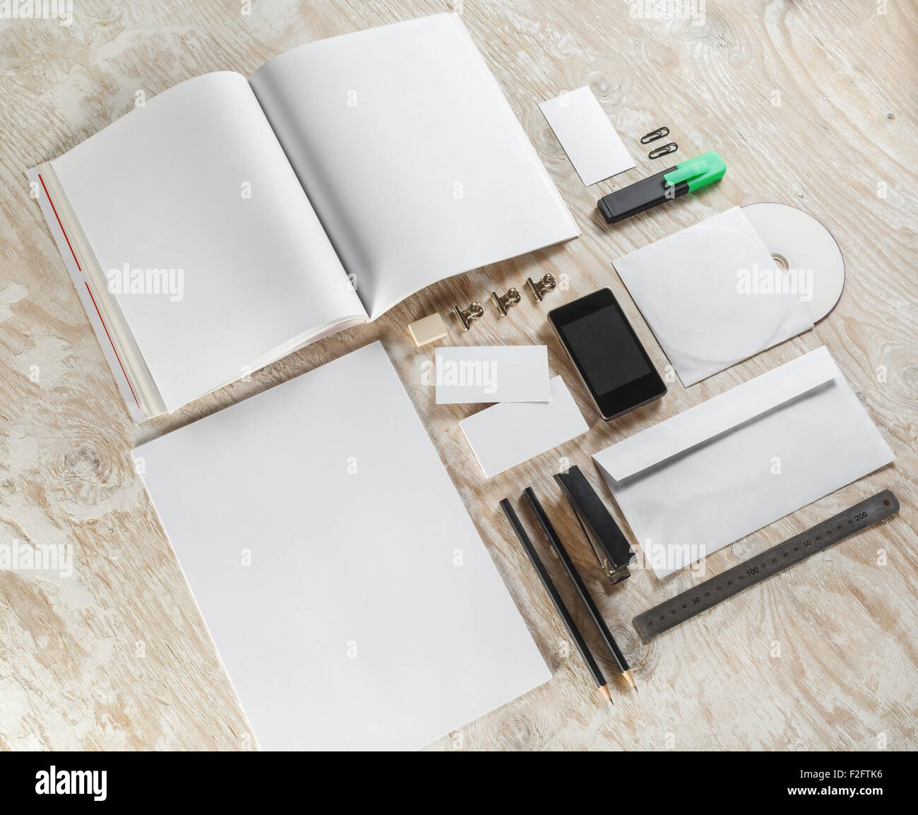 Photo of blank stationery set. Corporate identity template on light ...