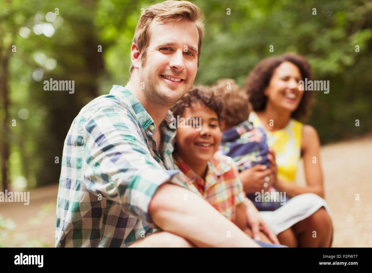 Portrait smiling father with son Stock Photo