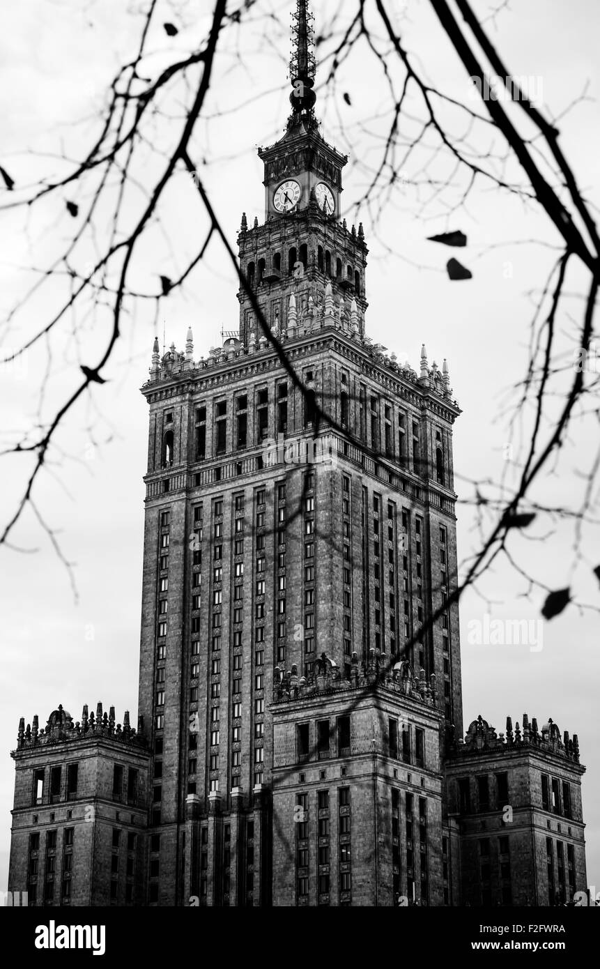 Poland, Warsaw. Palace of Culture and Science Stock Photo