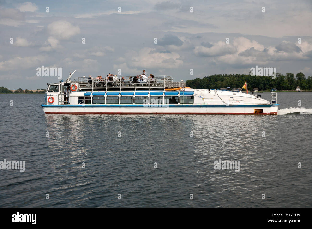 05.08.2011, Krakow am See, Mecklenburg-Western Pomerania, Germany - Boat trip on the Lake Krakow. Krakow is a health resort. Stock Photo