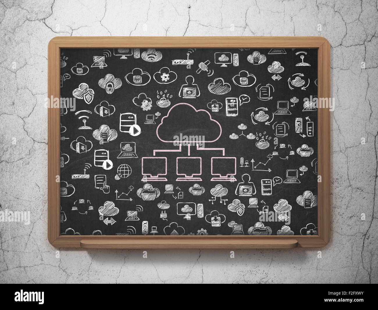 Cloud technology concept: Cloud Network on School Board Stock Photo - Alamy