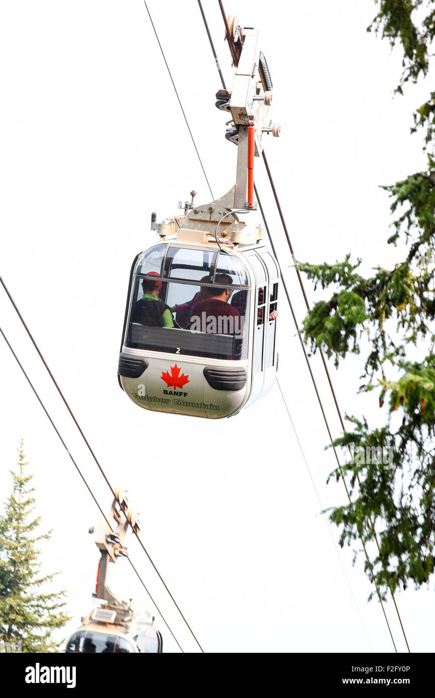 The cable car  or gondola at Sulphur Mountain Banff Alberta Canada Stock Photo