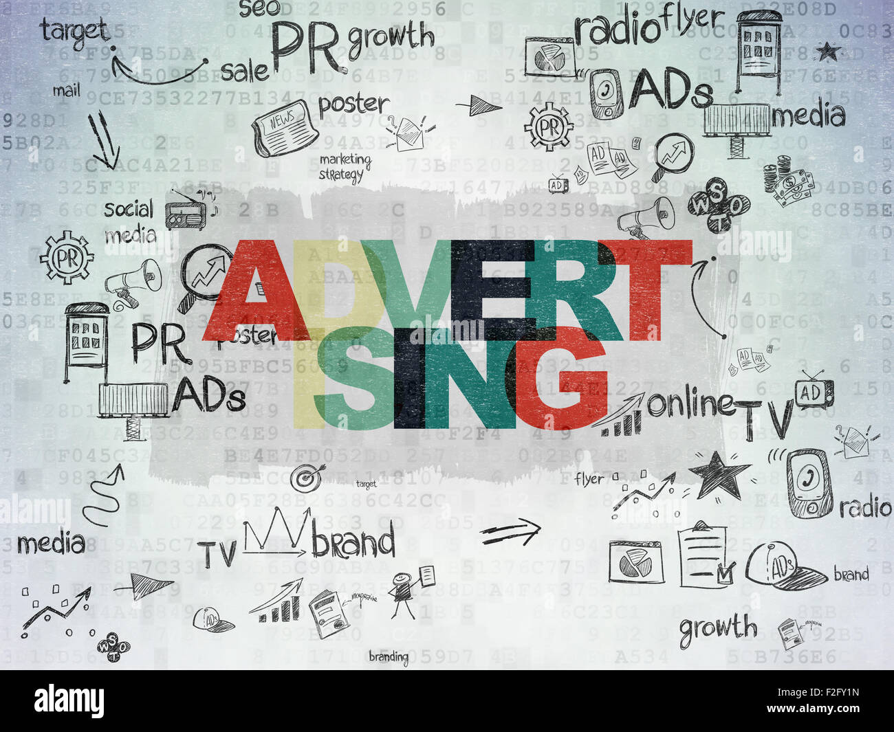 Marketing concept: Advertising on Digital Paper background Stock Photo ...