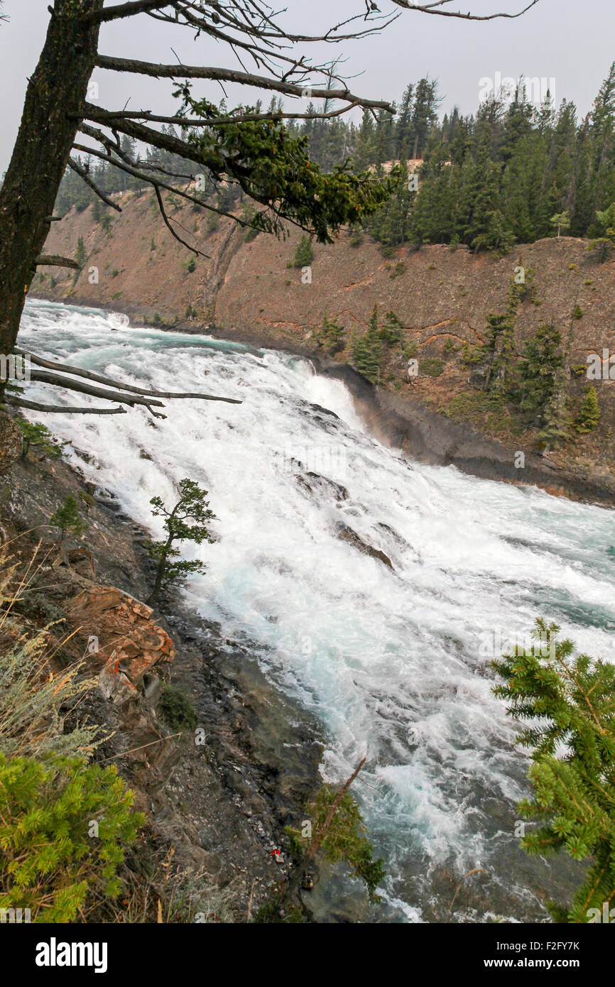 The Bow Falls on the Bow River in Banff, Alberta Canada Stock Photo