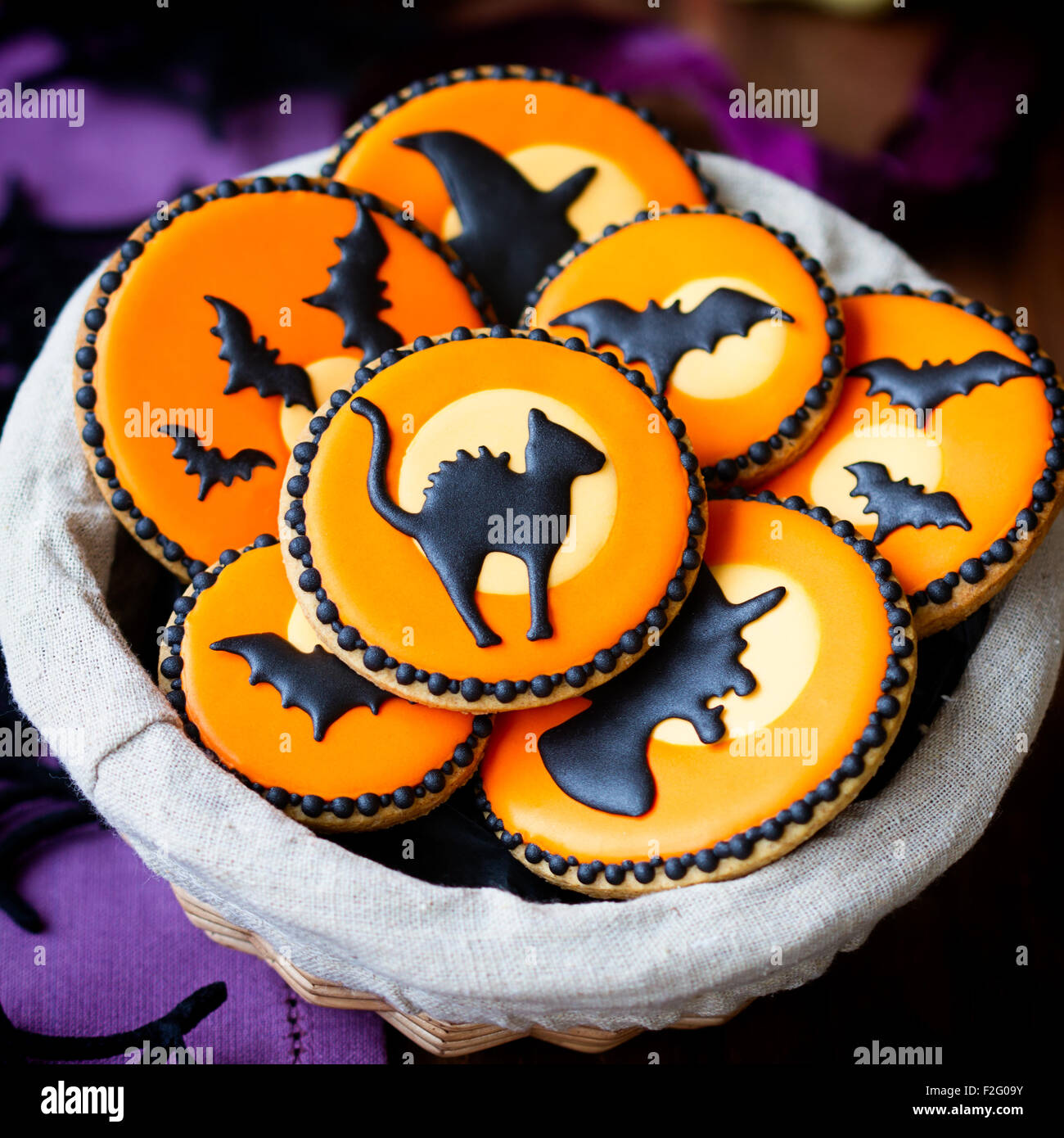 Basket Of Halloween Cookies Stock Photo 87632663 Alamy